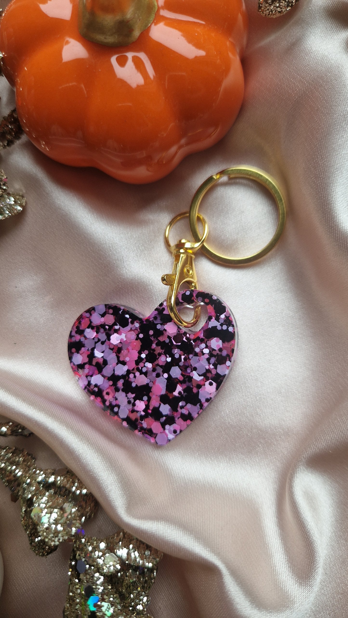 Raspberry Night Heart Keyring