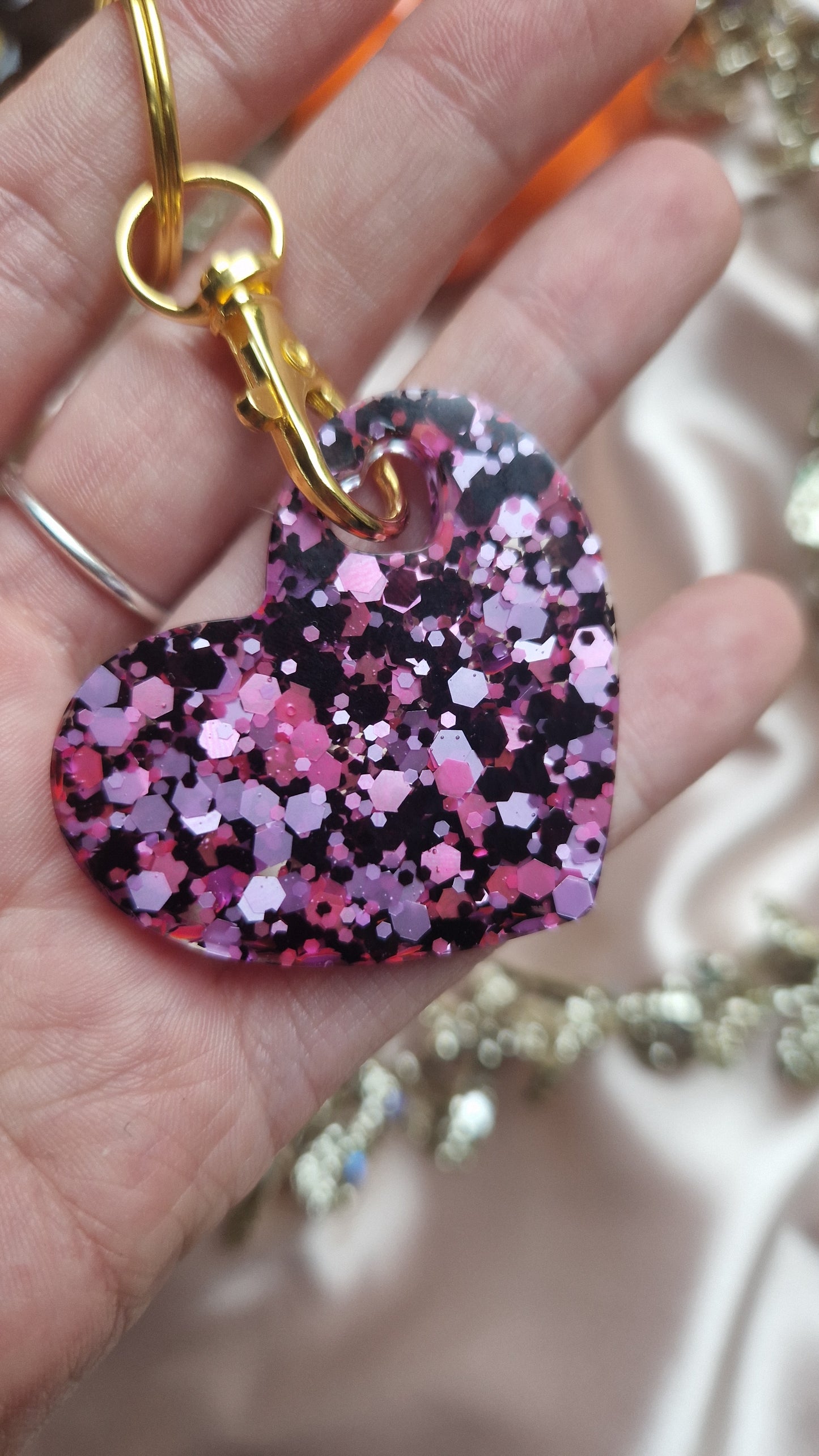 Raspberry Night Heart Keyring
