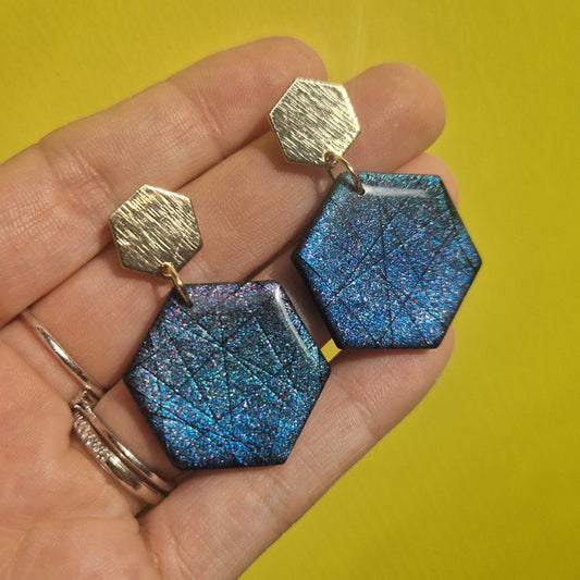 Faux Labradorite Hexagons