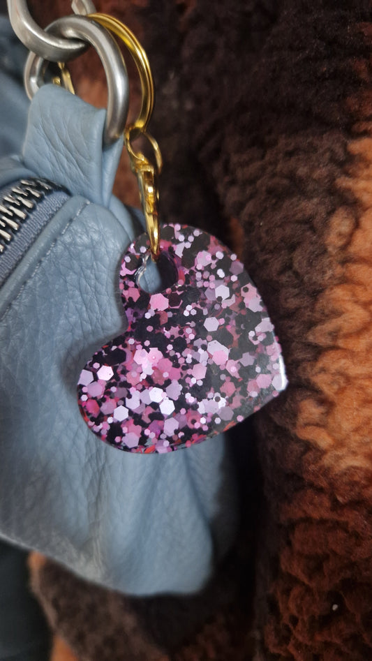 Raspberry Night Heart Keyring