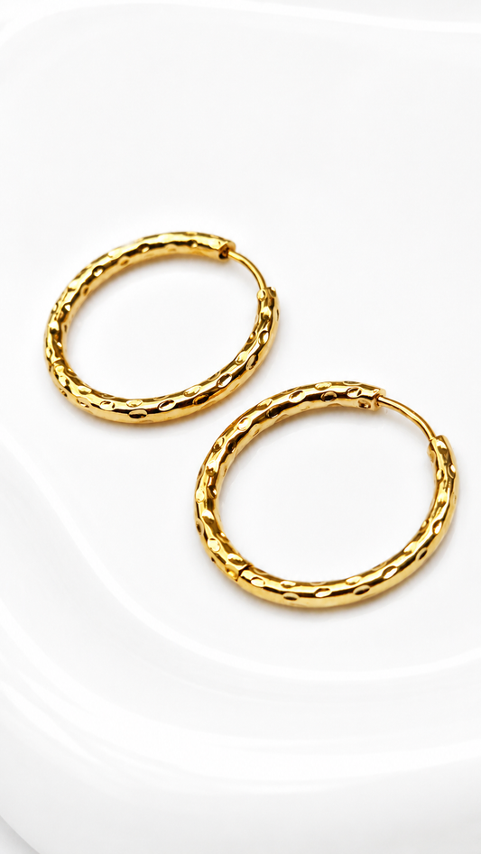 Bossed Hoop Earrings (Gold/Silver)