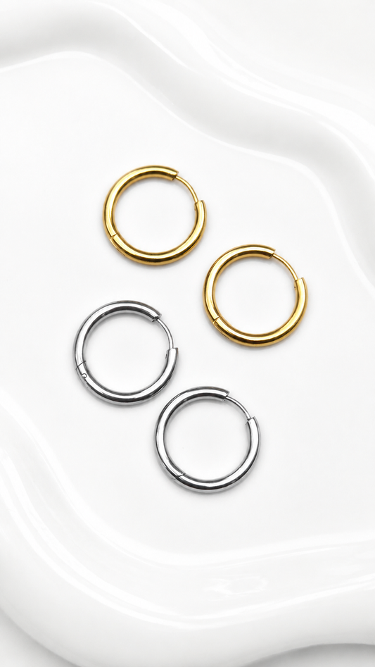 Bossed Hoop Earrings (Gold/Silver)