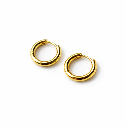 Round gold hoop earrings