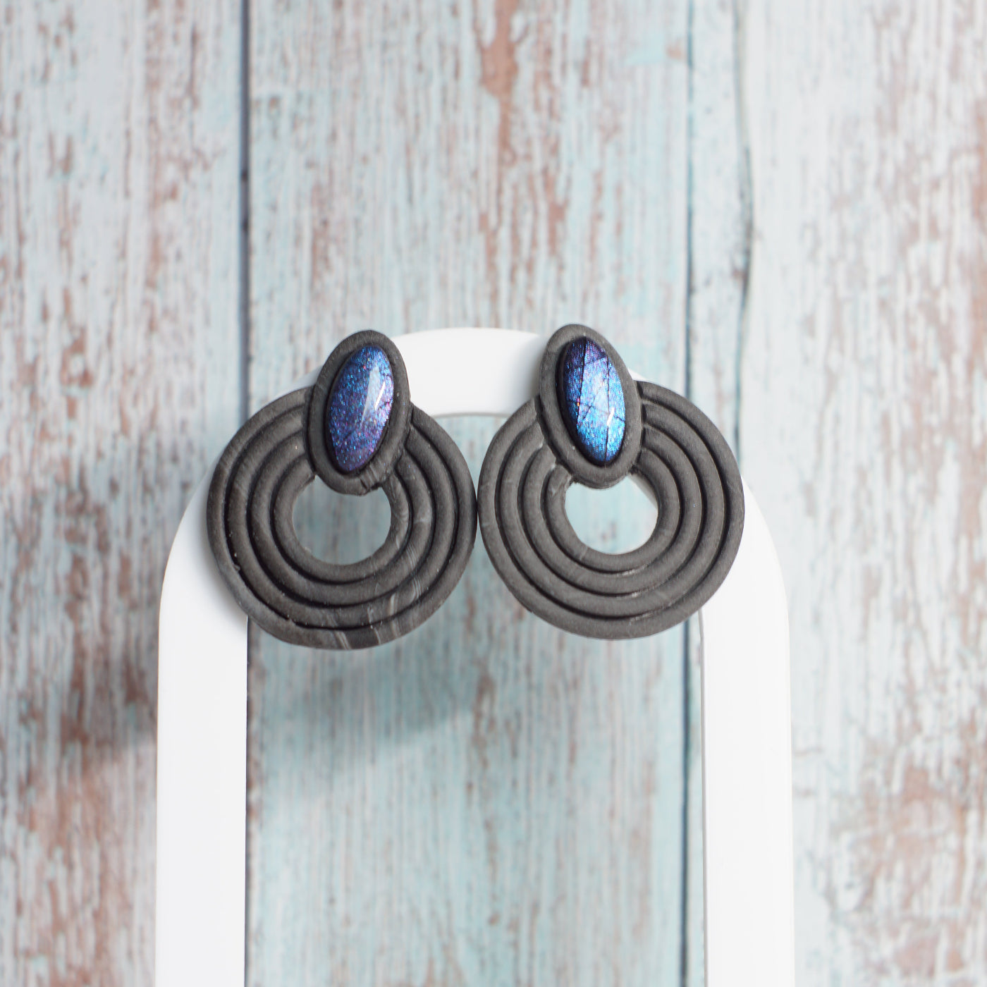 Faux-Labradorite Statement Plugs