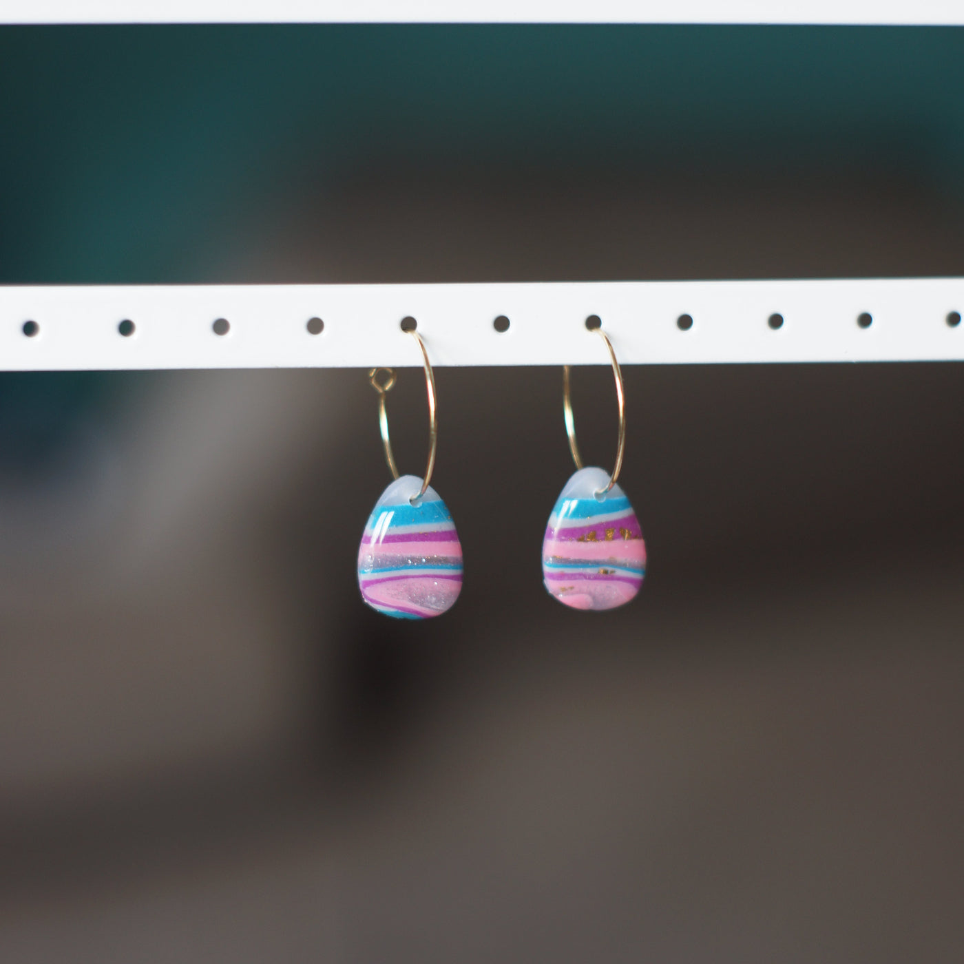 Rainbow Agate Hoop Earrings