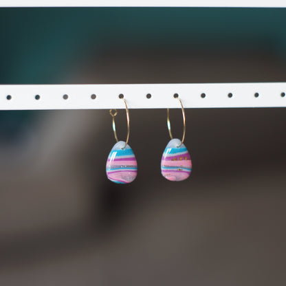 Rainbow Agate Hoop Earrings