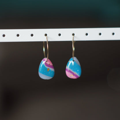 Rainbow Agate Hoop Earrings