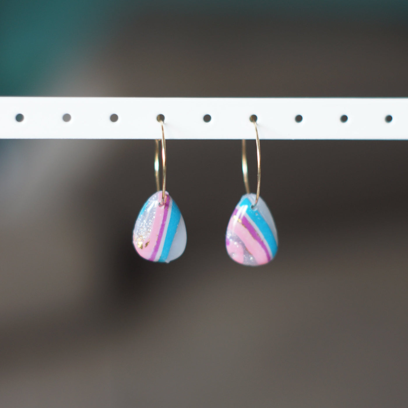 Rainbow Agate Hoop Earrings