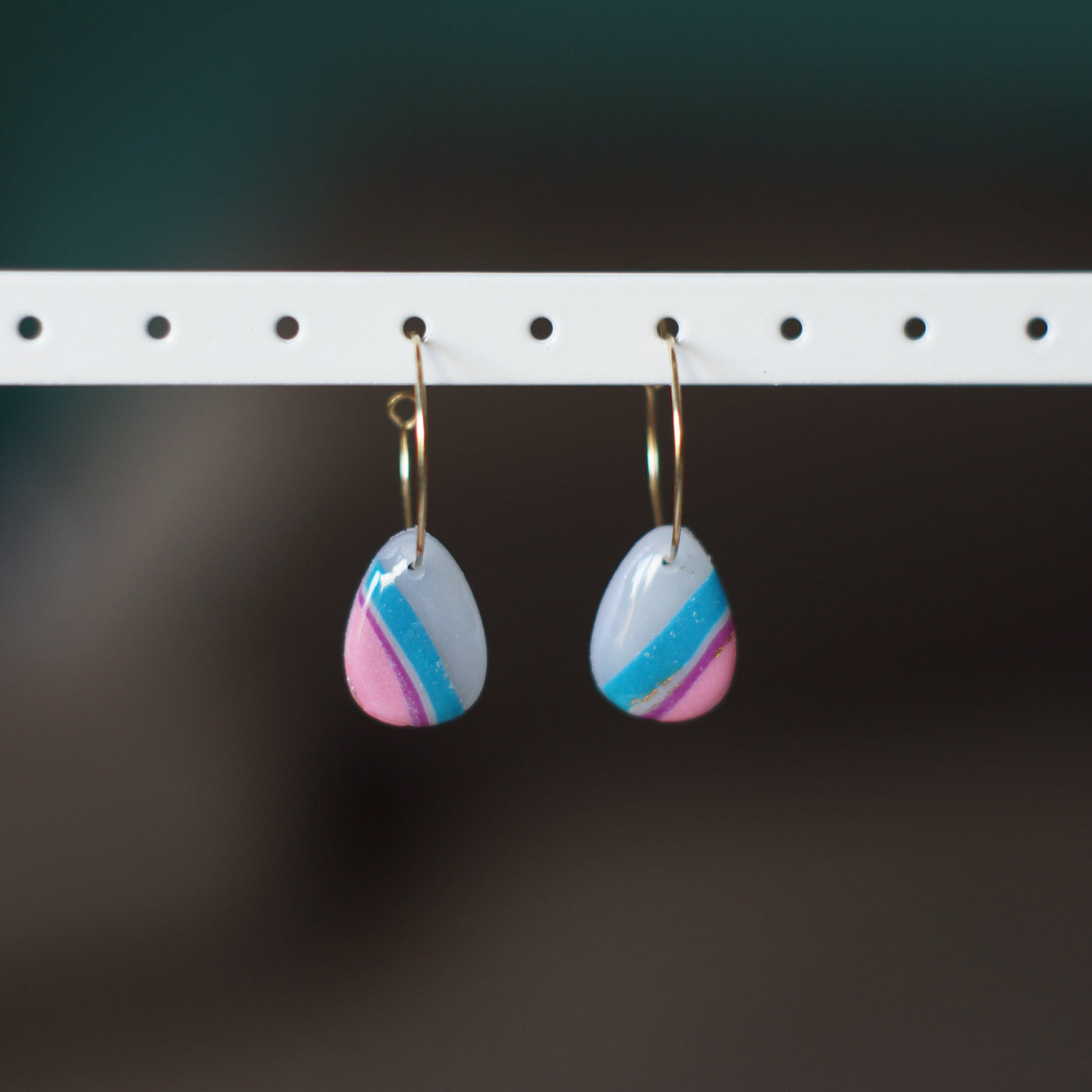 Rainbow Agate Hoop Earrings