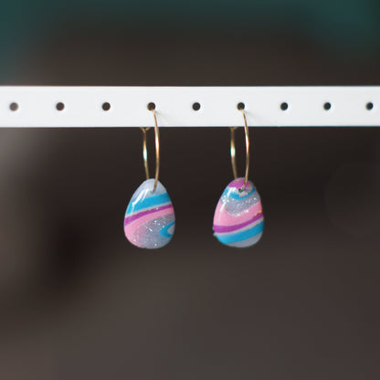 Rainbow Agate Hoop Earrings