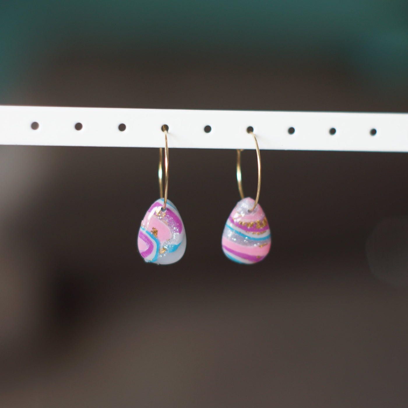 Rainbow Agate Hoop Earrings