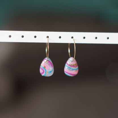 Rainbow Agate Hoop Earrings