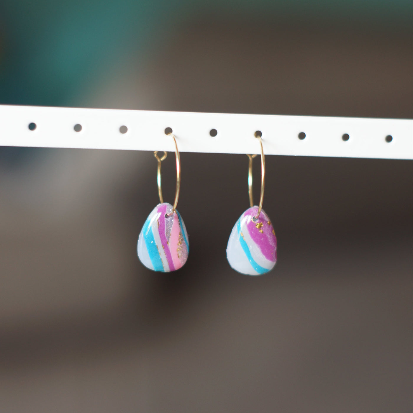 Rainbow Agate Hoop Earrings